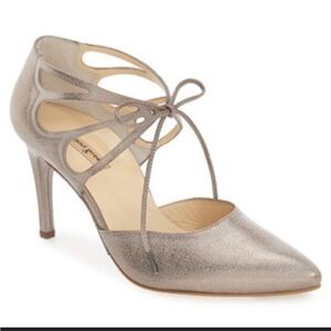 Paul Green Metallic Taupe Pointed Toe Lace-Up Heels
